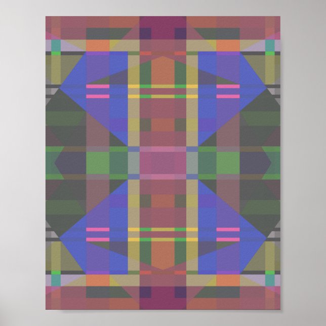 Pastel Rainbow Colourful Geometric Poster (Front)