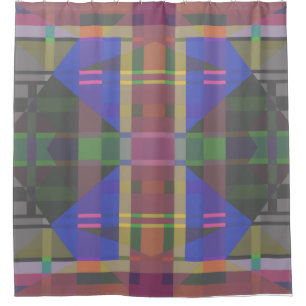 Pastel Rainbow Colourful Geometric Shower Curtain