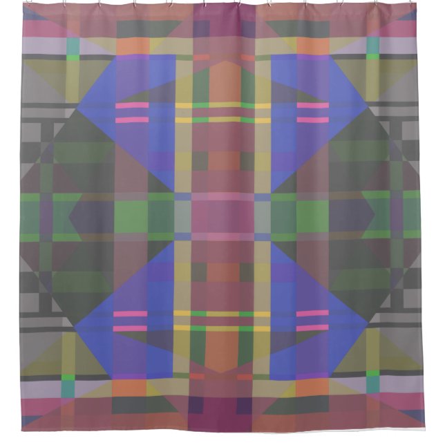 Pastel Rainbow Colourful Geometric Shower Curtain (Front)