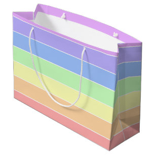 Pastel Rainbow Colourful Stripes Large Gift Bag