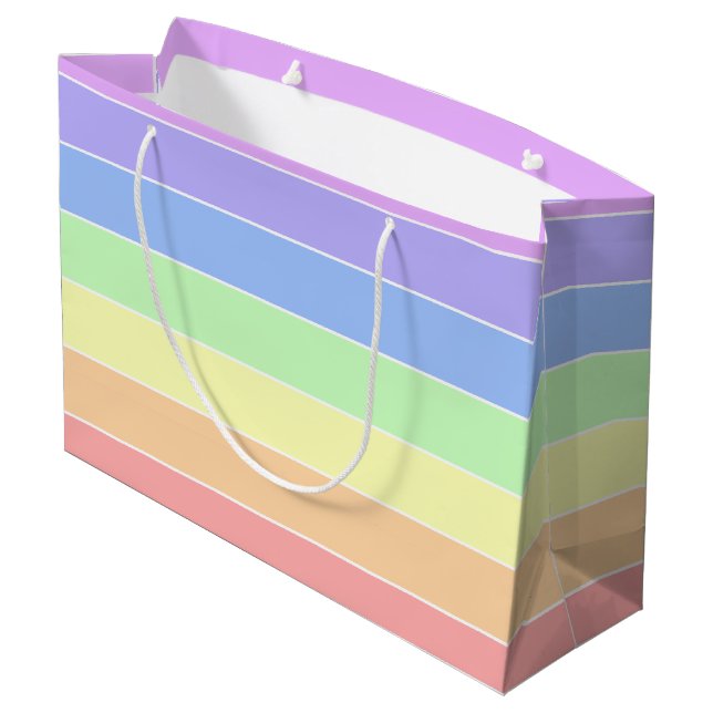 Pastel Rainbow Colourful Stripes   Large Gift Bag (Back Angled)