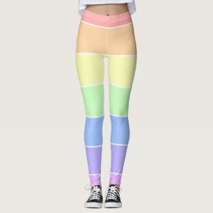 Pastel Rainbow Colourful Stripes Pattern Leggings