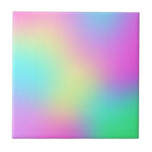Pastel Rainbow Colours Abstract Blur Gradient Ombr Ceramic Tile