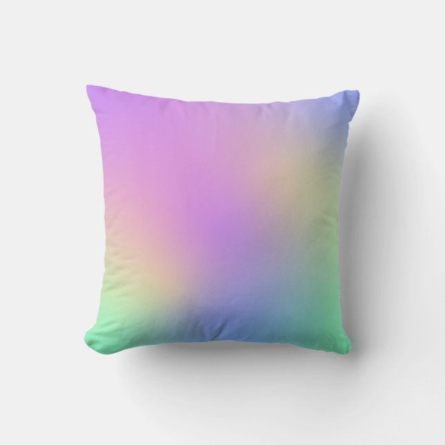 Pastel Rainbow Colours Abstract Blur Gradient Ombr Cushion (Front)