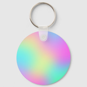 Pastel Rainbow Colours Abstract Blur Gradient Ombr Key Ring