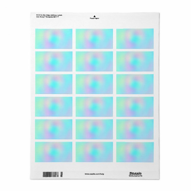 Pastel Rainbow Colours Abstract Blur Gradient Ombr Label (Full Sheet)