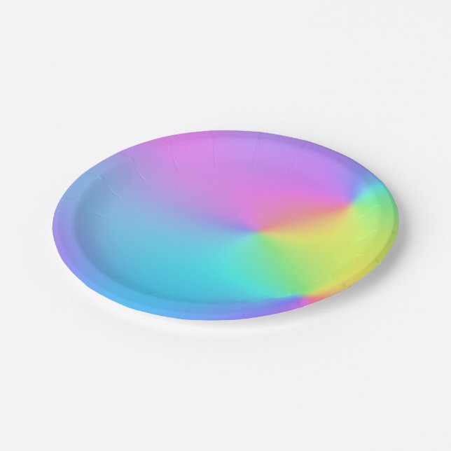 Pastel Rainbow Colours Abstract Blur Gradient Ombr Paper Plate (Angled)