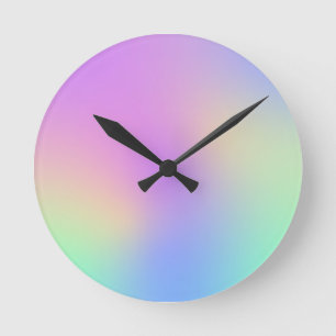 Pastel Rainbow Colours Abstract Blur Gradient Ombr Round Clock