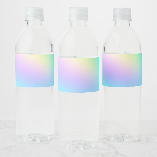 Pastel Rainbow Colours Abstract Blur Gradient Ombr Water Bottle Label (Bottles)