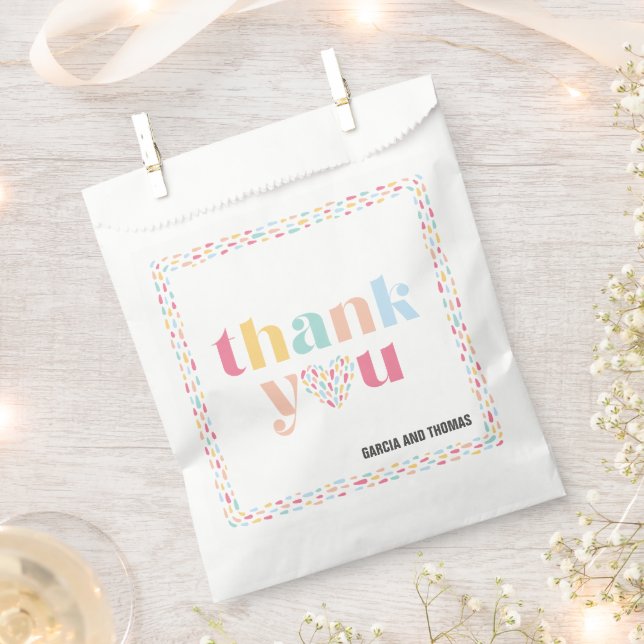 Pastel Rainbow Colours Baby Shower Thank You Favour Bag (Clipped)