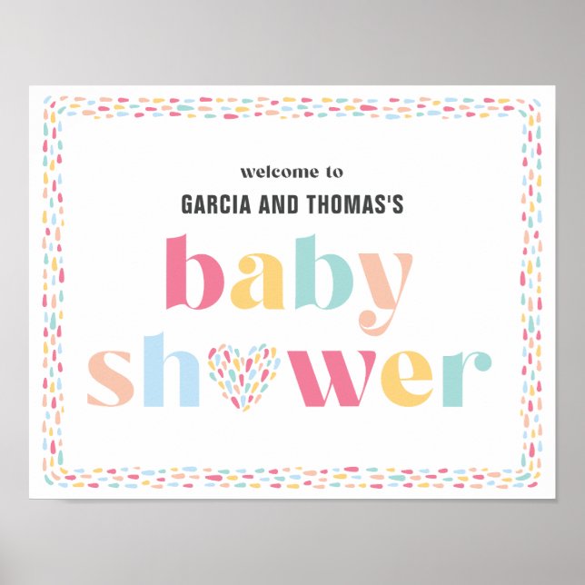 Pastel Rainbow Colours Baby Shower Welcome Sign (Front)