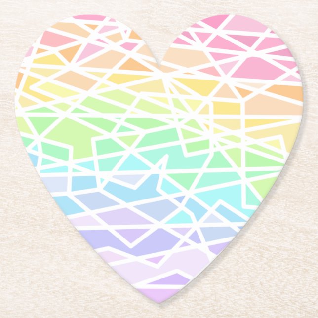 Pastel Rainbow Colours Geometric Paper Coasters (Front)