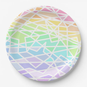 Pastel Rainbow Colours Geometric Paper Plates