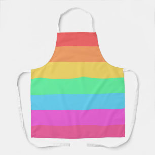 Pastel Rainbow Colours Stripes Design  Apron
