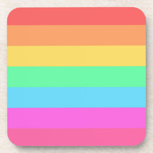 Pastel Rainbow Colours Stripes Design Coaster
