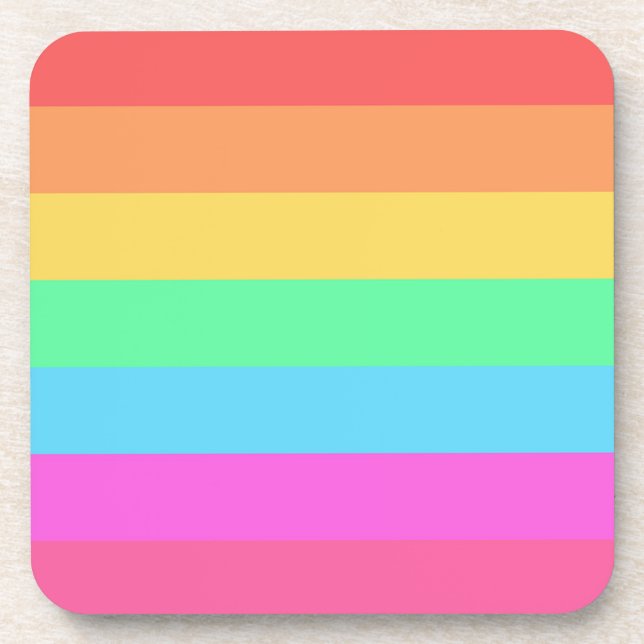 Pastel Rainbow Colours Stripes Design  Coaster (Front)
