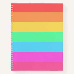 Pastel Rainbow Colours Stripes Design Notebook