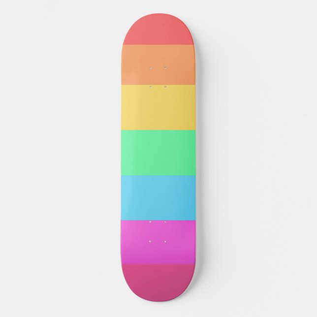Pastel Rainbow Colours Stripes Design  Skateboard (Front)
