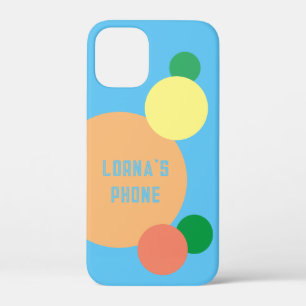 pastel rainbow confetti circles custom name  iPhone 12 mini case