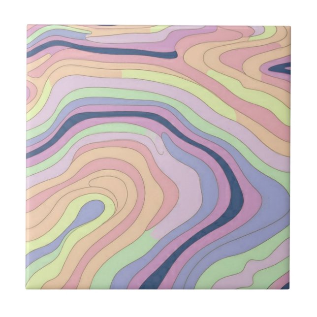 Pastel Rainbow contour pattern big Ceramic Tile (Front)