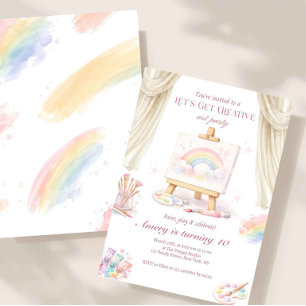 Pastel Rainbow Creative Art Party Birthday Invitation