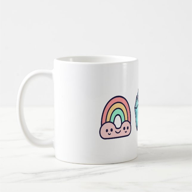 Pastel Rainbow Crystal Good Vibes Mug (Left)