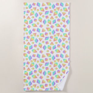 Pastel Rainbow Crystals Pattern Beach Towel