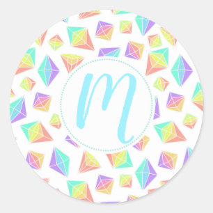 Pastel Rainbow Crystals Pattern Classic Round Sticker