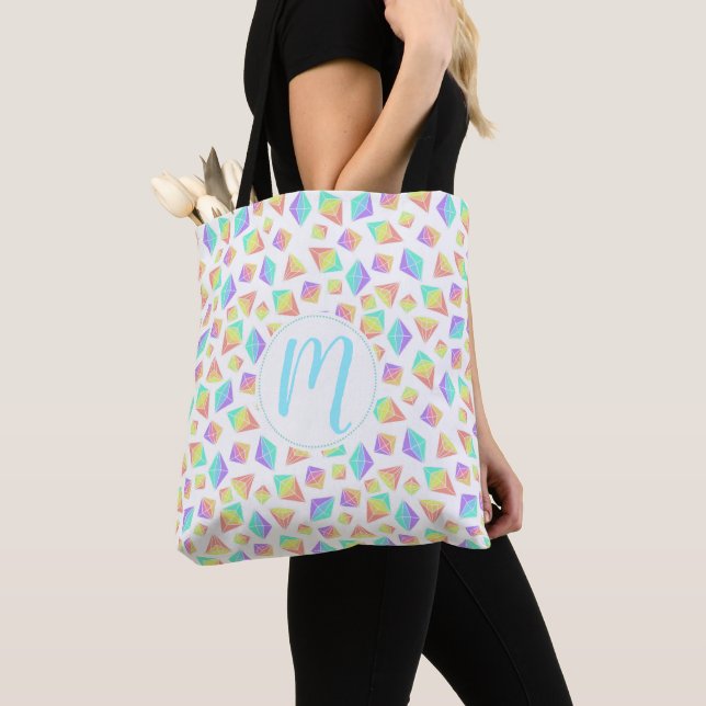 Pastel Rainbow Crystals Pattern Tote Bag (Close Up)