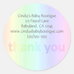 Pastel Rainbow Custom Business Thank You Classic Round Sticker