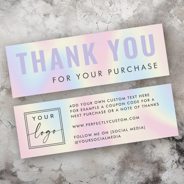 Pastel rainbow custom logo thank you insert card (Pastel rainbow custom logo thank you insert card)