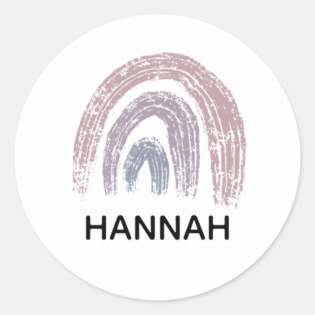 Pastel Rainbow Custom Name School Kids Classic Round Sticker (Front)