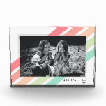 Pastel Rainbow Custom Personalised Name Gift Photo Block<br><div class="desc">This photo frame with a retro vibe makes a wonderful gift. In white,  pink,  orange,  green and blue. Names,  year and photo are customisable.</div>