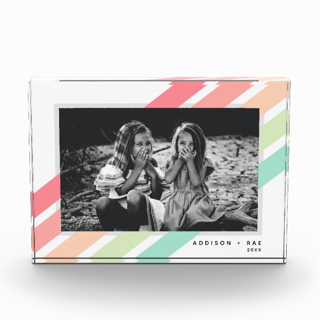 Pastel Rainbow Custom Personalised Name Gift Photo Block (Front)