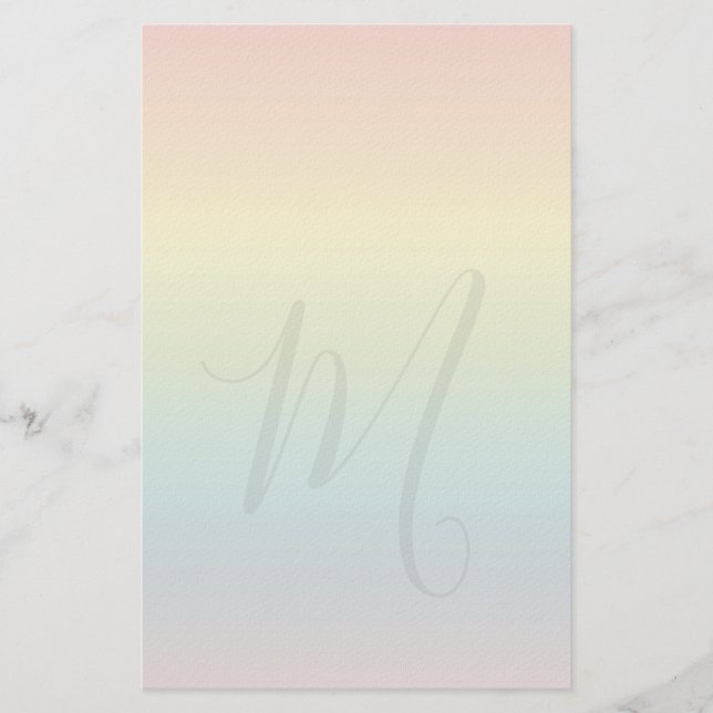 Pastel Rainbow Custom Stationery Paper  (Front)