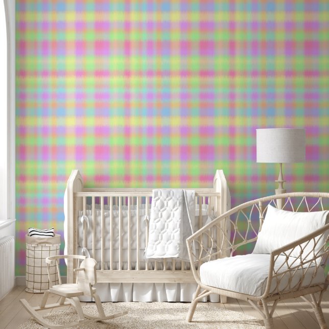 Pastel Rainbow Cute Tartan Wallpaper (Kids)