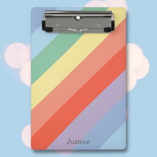 Pastel Rainbow Diagonal Stripes  Mini Clipboard