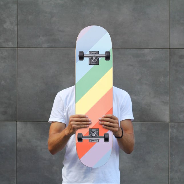 Pastel Rainbow Diagonal Stripes  Skateboard (Pastel Rainbow Diagonal Stripes Skateboard)