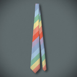 Pastel Rainbow Diagonal Stripes Tie