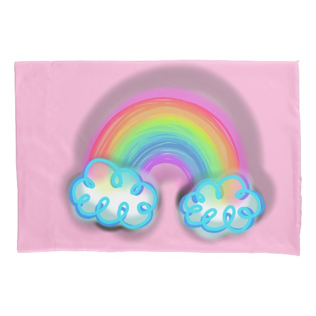 Pastel Rainbow Doodle Art Pillowcase (Front-Left)