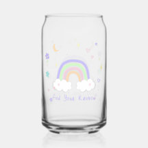 Pastel Rainbow Dreams Glass Can Cup