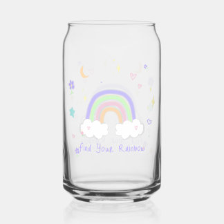 Pastel Rainbow Dreams Glass Can Cup
