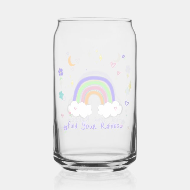 Pastel Rainbow Dreams Glass Can Cup (Front)