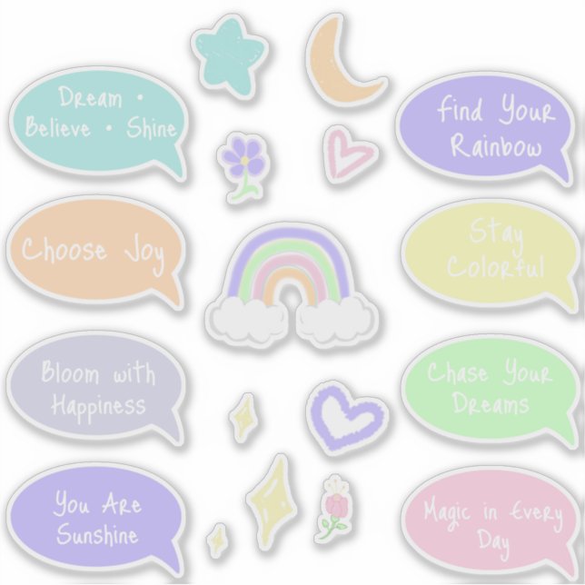 Pastel Rainbow Dreams Sticker Sheet (Front)