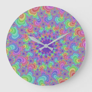 Pastel Rainbow Eye Large Clock