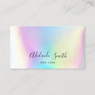 pastel rainbow faux iridescence business card