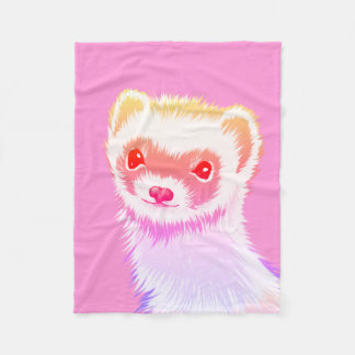 Pastel Rainbow Ferret - Cute Pink Pet Art Fleece Blanket