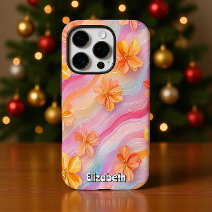 Pastel Rainbow Floral iPhone 16 Pro Case
