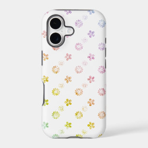 Pastel Rainbow Floral Striped White Case