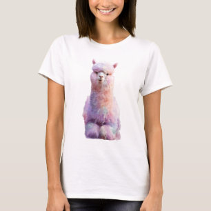 Pastel Rainbow Fluffy Cotton Candy Alpaca Women T-Shirt